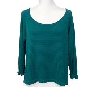 Beyond Yoga Green Striped Boxy Tee Size Small
